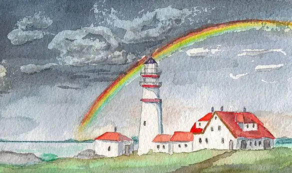 MEDICINA ONLINE EMILIO ALESSIO LOIACONO MEDICO CHIRURGO ARCOBALENO NUVOLE NATURA FARO MARE CASA DISEGNO ACQUARELLI CIELO PIOGGIA