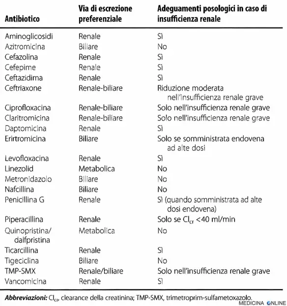 DOTT. EMILIO ALESSIO LOIACONO MEDICO CHIRURGO MEDICINA ONLINE FARMACI ANTIBIOTICI ADEGUAMENTO POSOLOGIA IN PAZIENTE CON INSUFFICIENZA RENALE FARMACOCINETICA FARMACODINAMICA METABOLISMO ELIMINAZIONE RENI URINA